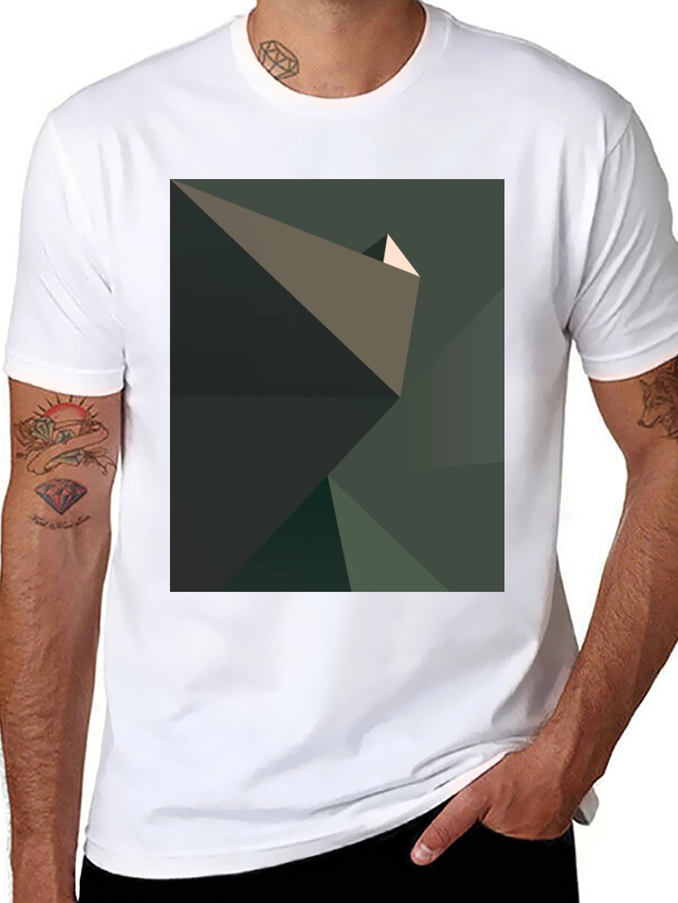Abstract Geometric Graphic Print Black T-Shirt