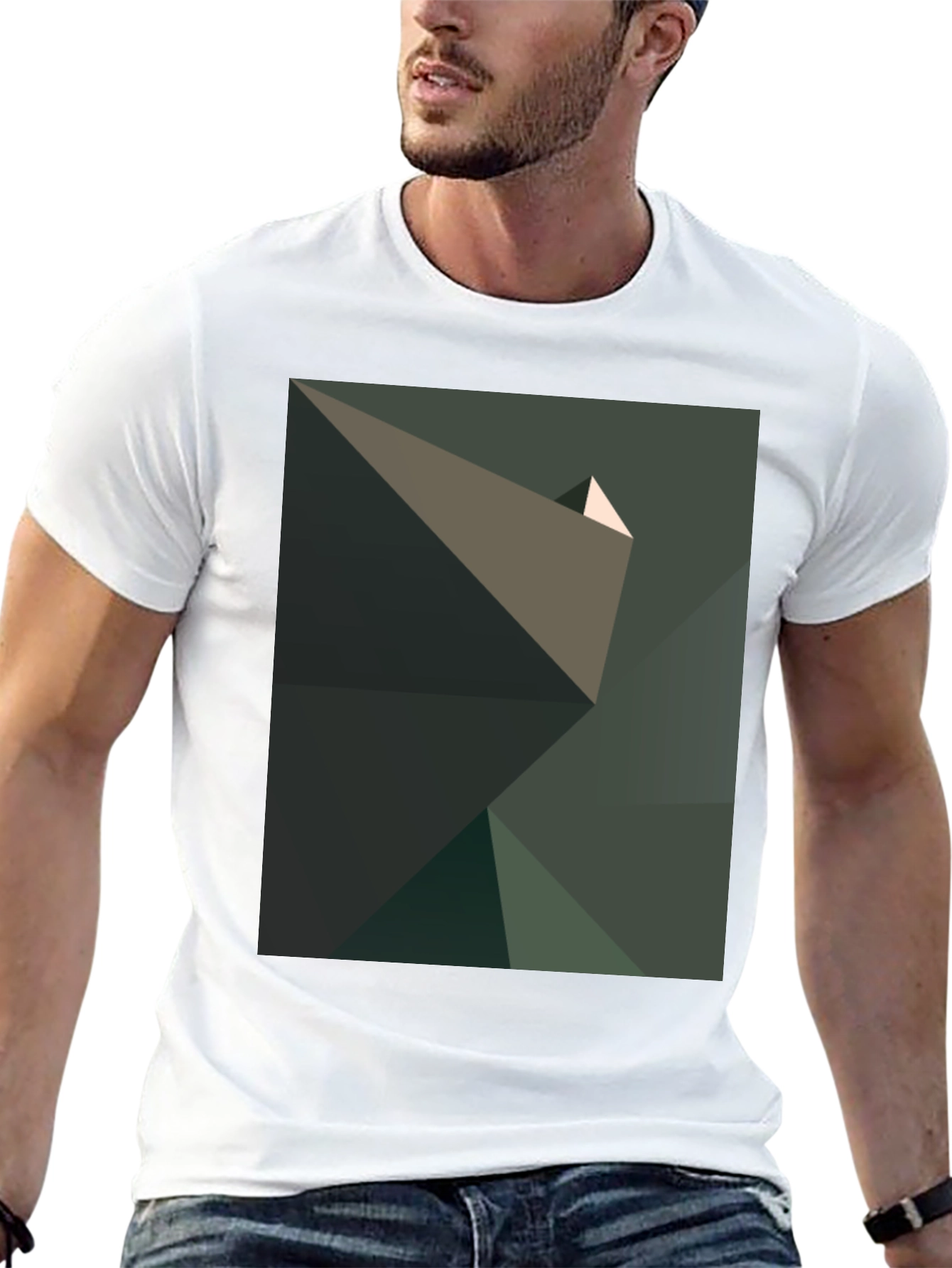 Abstract Geometric Graphic Print Black T-Shirt