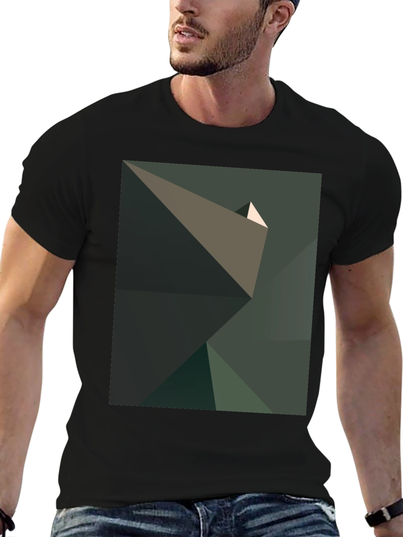 Abstract Geometric Graphic Print Black T-Shirt