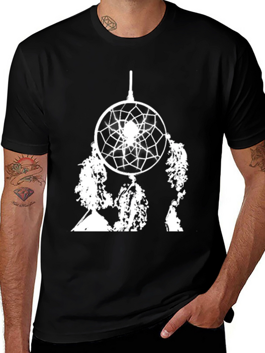 Dreamcatcher Graphic Tee - Black Cotton Casual