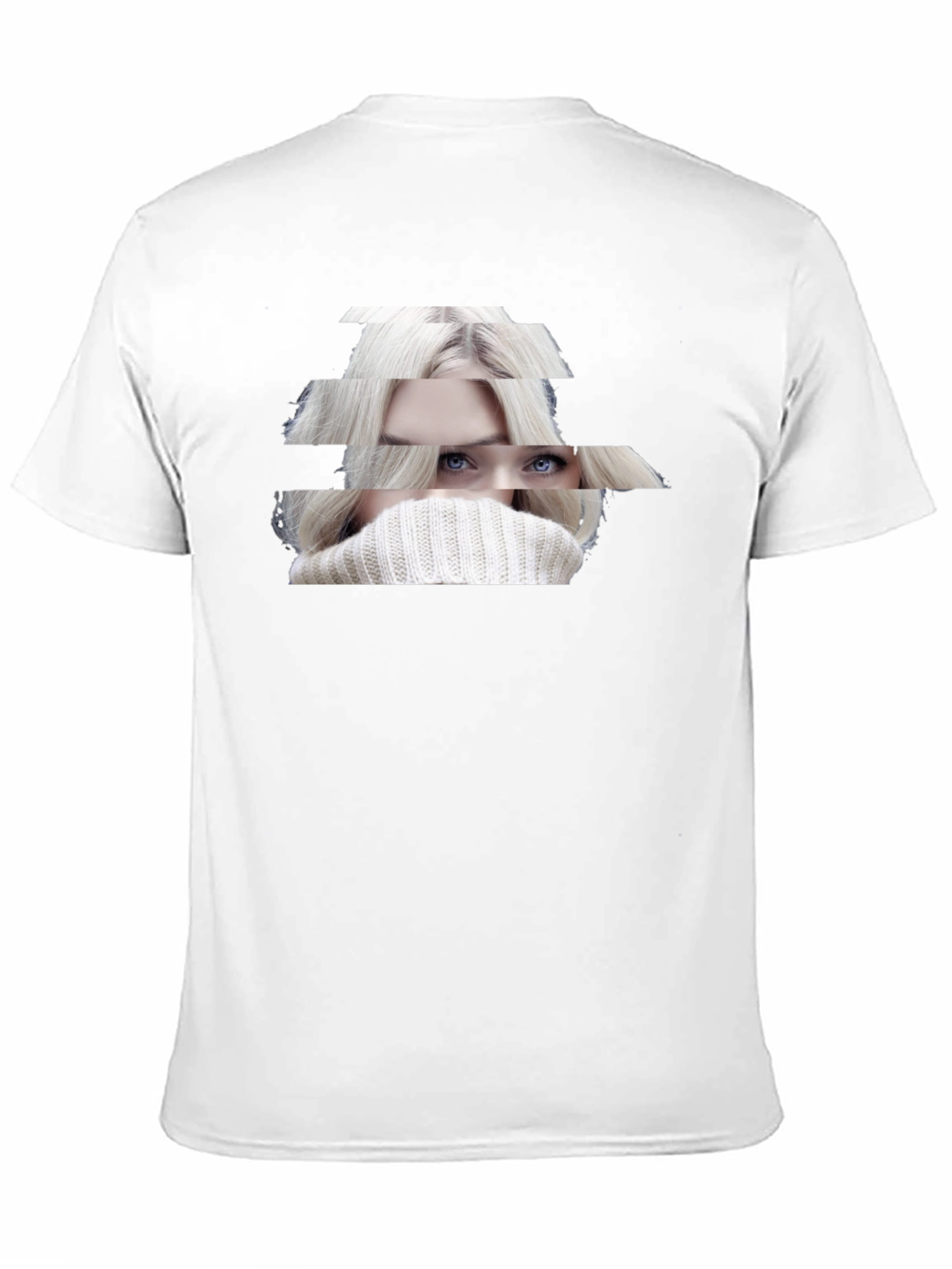Stylish Black T-Shirt with Abstract Woman Portrait