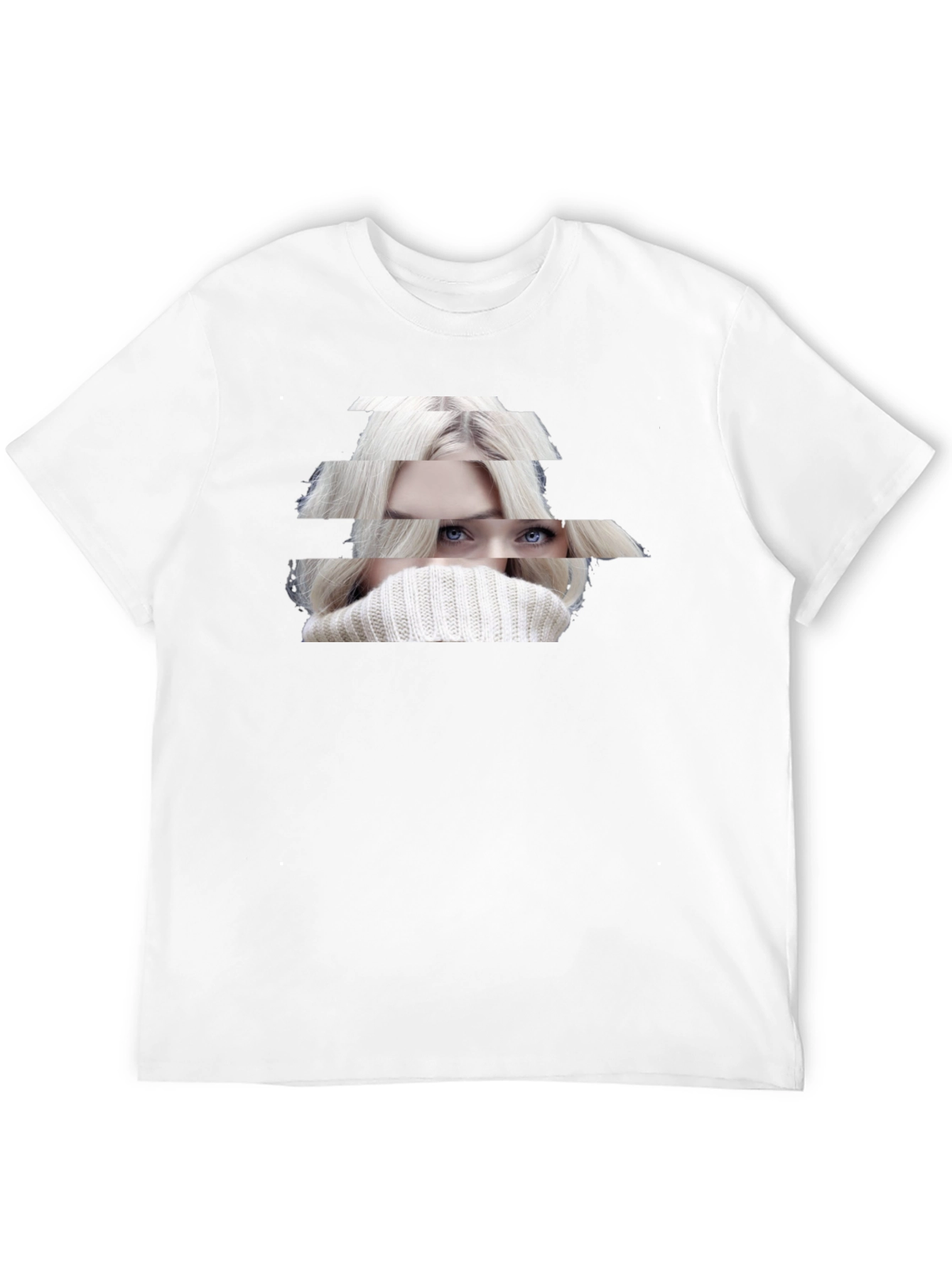 Stylish Black T-Shirt with Abstract Woman Portrait
