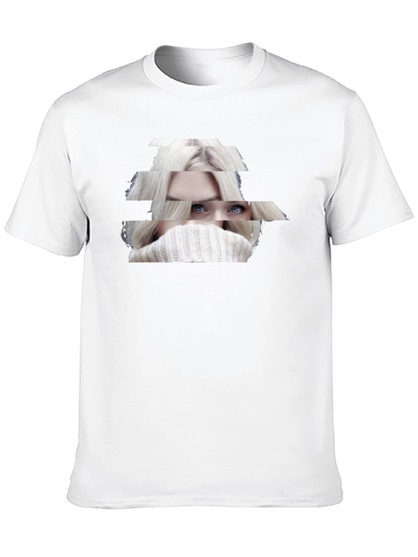 Stylish Black T-Shirt with Abstract Woman Portrait