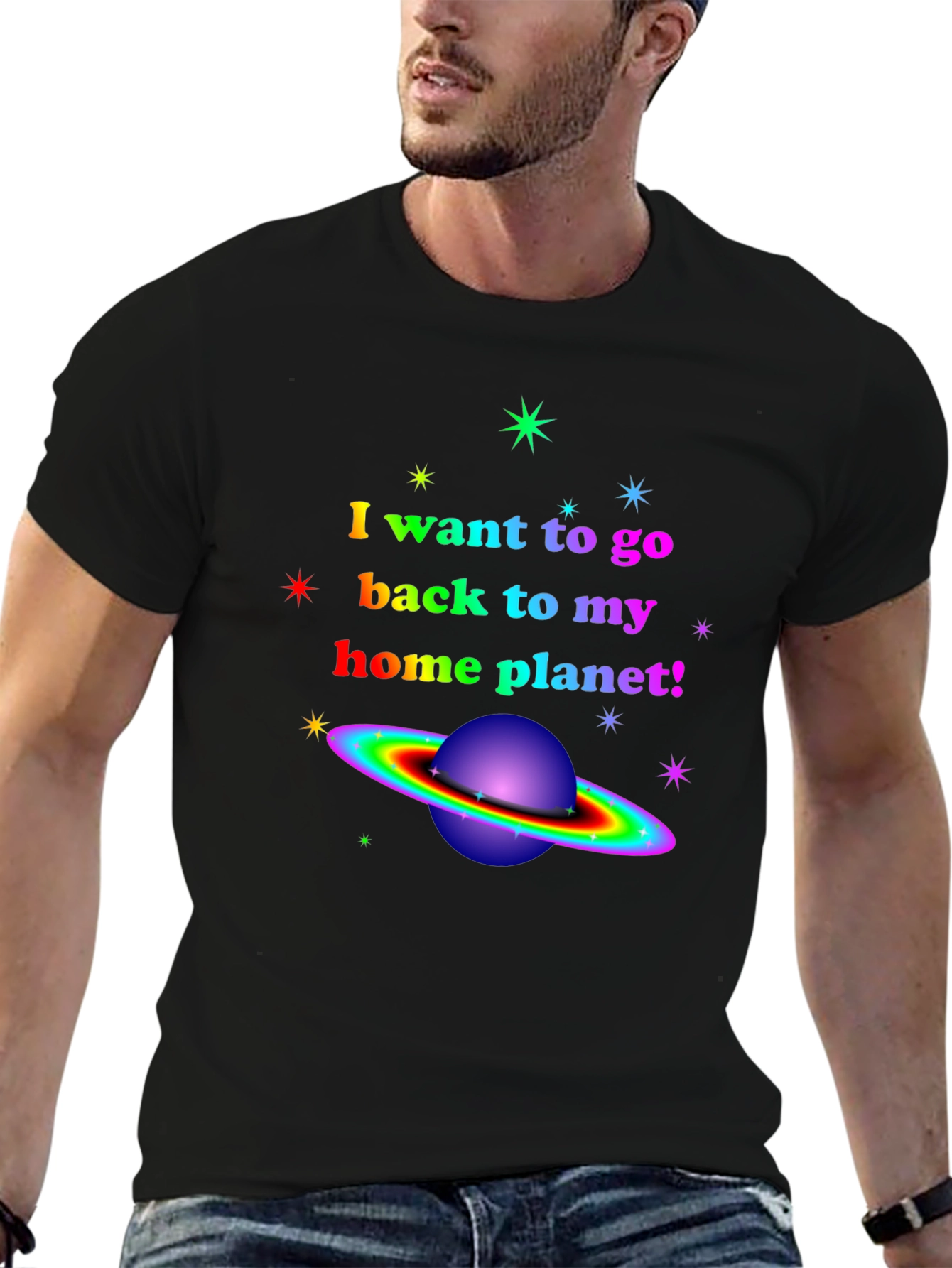 Rainbow Planet T-Shirt - I Want To Go Home