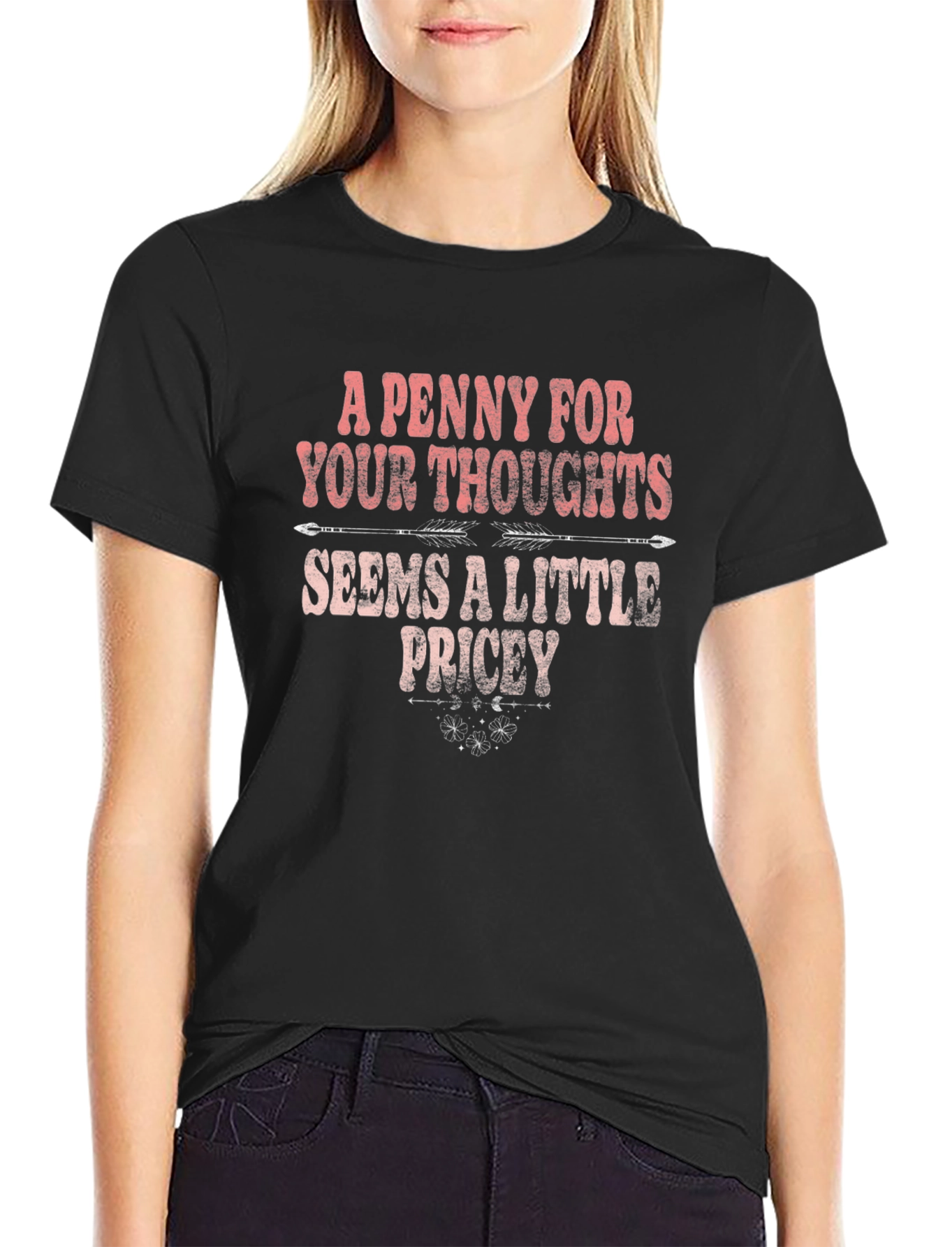 Funny A Penny For Your Thoughts Graphic T-Shirt