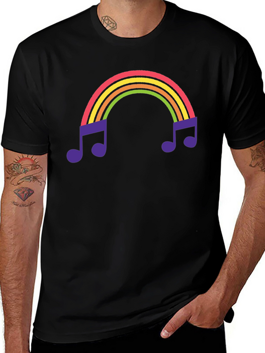 Rainbow Music Note Graphic Tee - Black T-Shirt