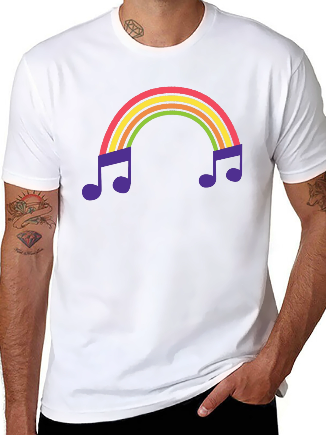 Rainbow Music Note Graphic Tee - Black T-Shirt