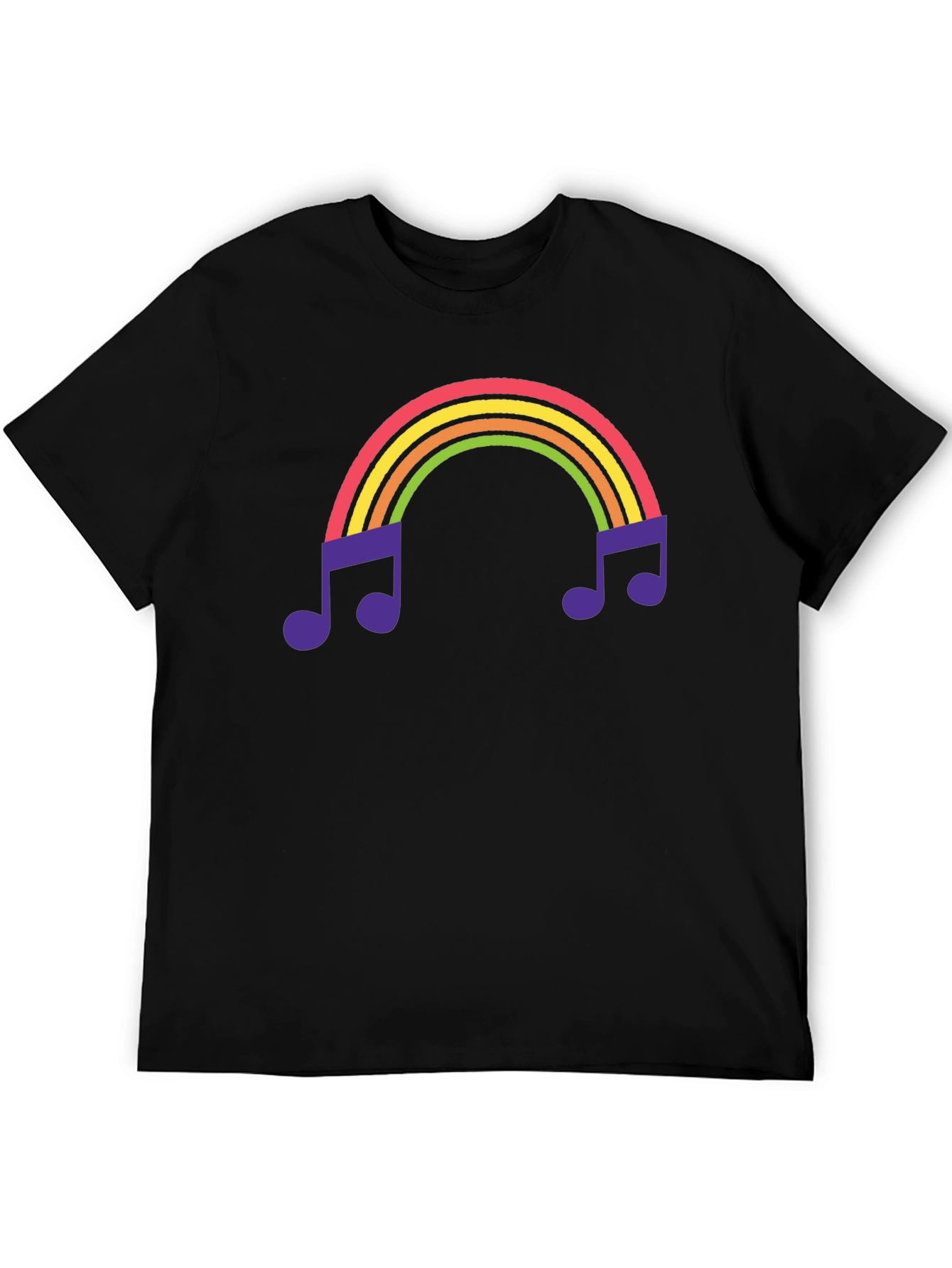 Rainbow Music Note Graphic Tee - Black T-Shirt