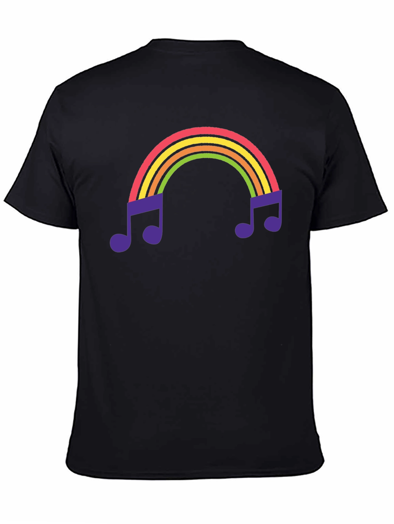 Rainbow Music Note Graphic Tee - Black T-Shirt