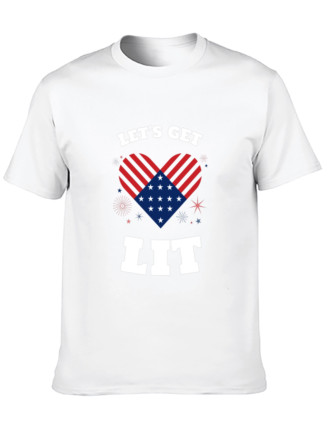 Lets Get Lit Patriotic Heart Graphic Tee