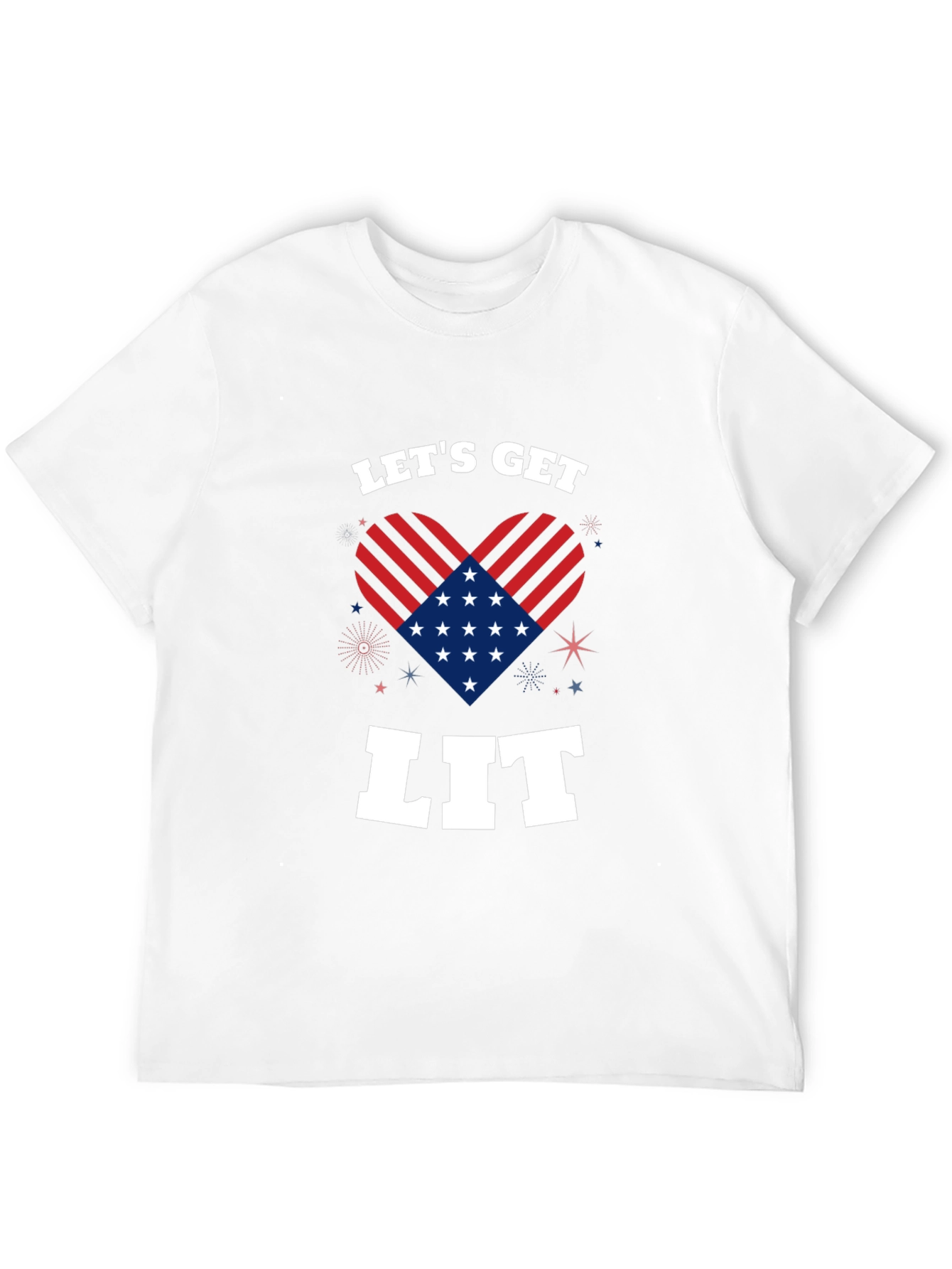 Lets Get Lit Patriotic Heart Graphic Tee