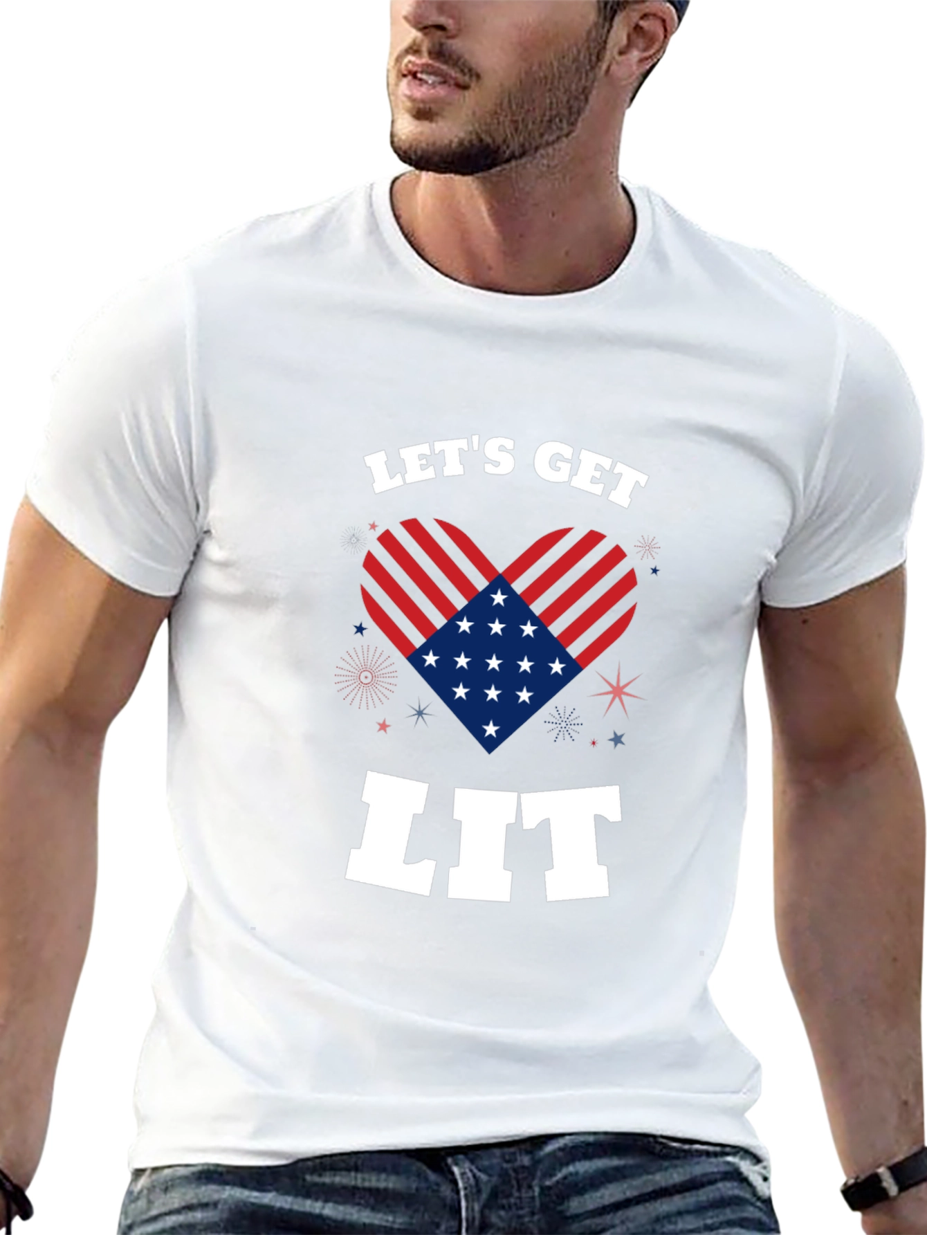Lets Get Lit Patriotic Heart Graphic Tee