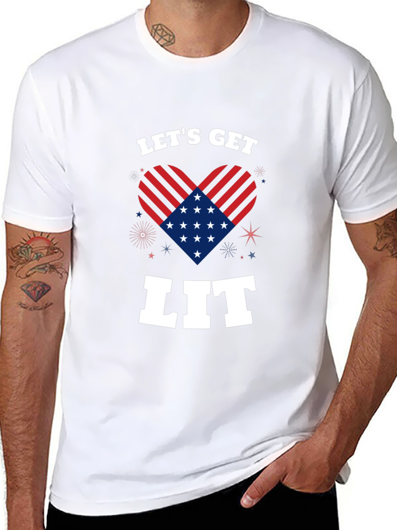 Lets Get Lit Patriotic Heart Graphic Tee