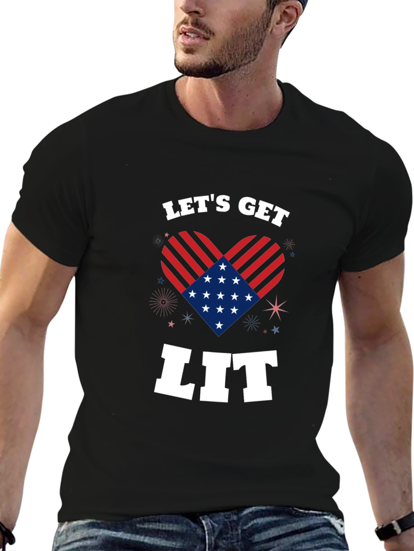 Lets Get Lit Patriotic Heart Graphic Tee