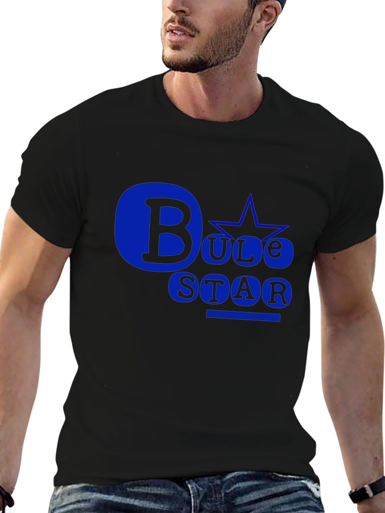 Bule Star Black T-Shirt: Bold Design