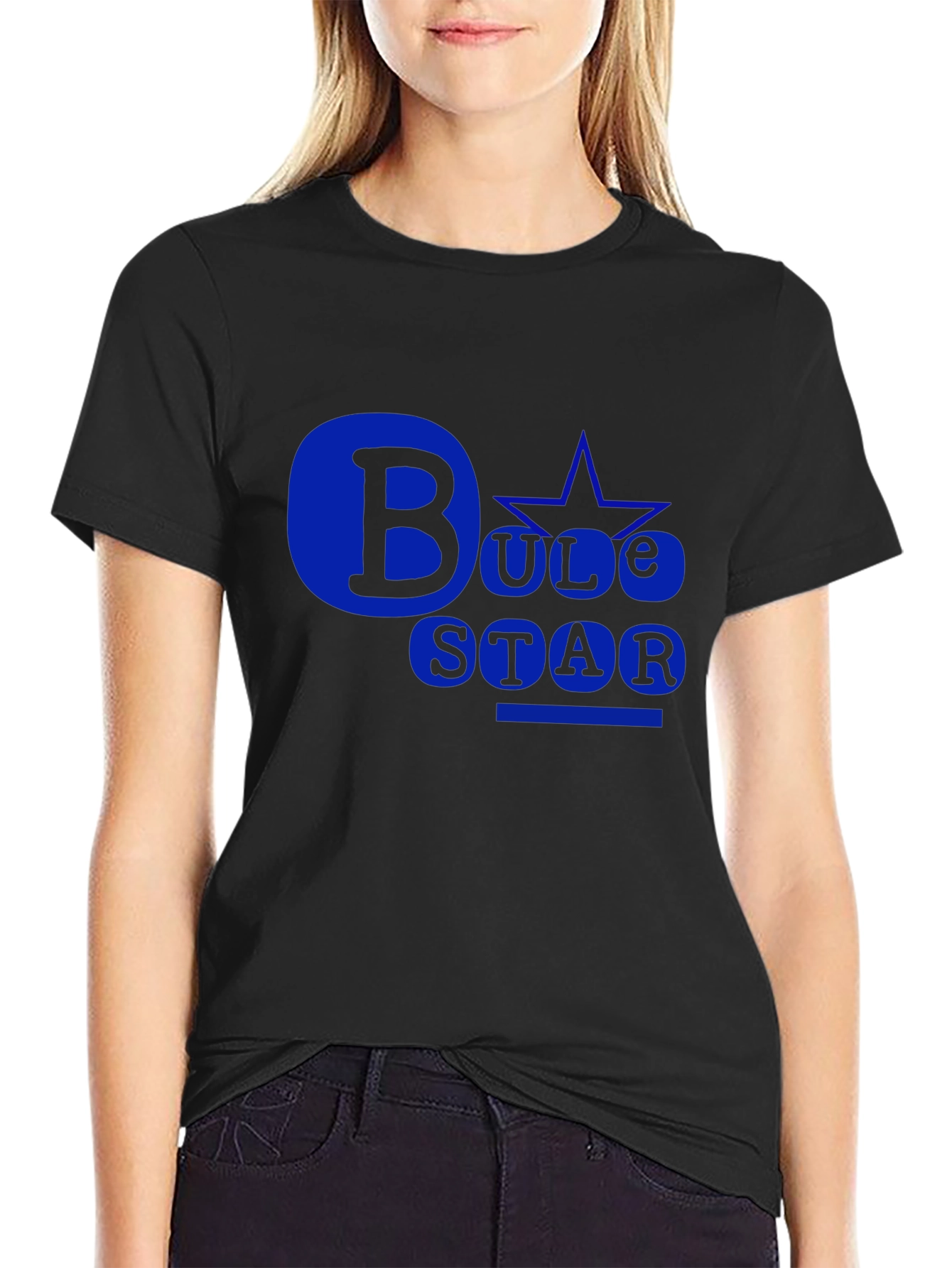 Bule Star Black T-Shirt: Bold Design