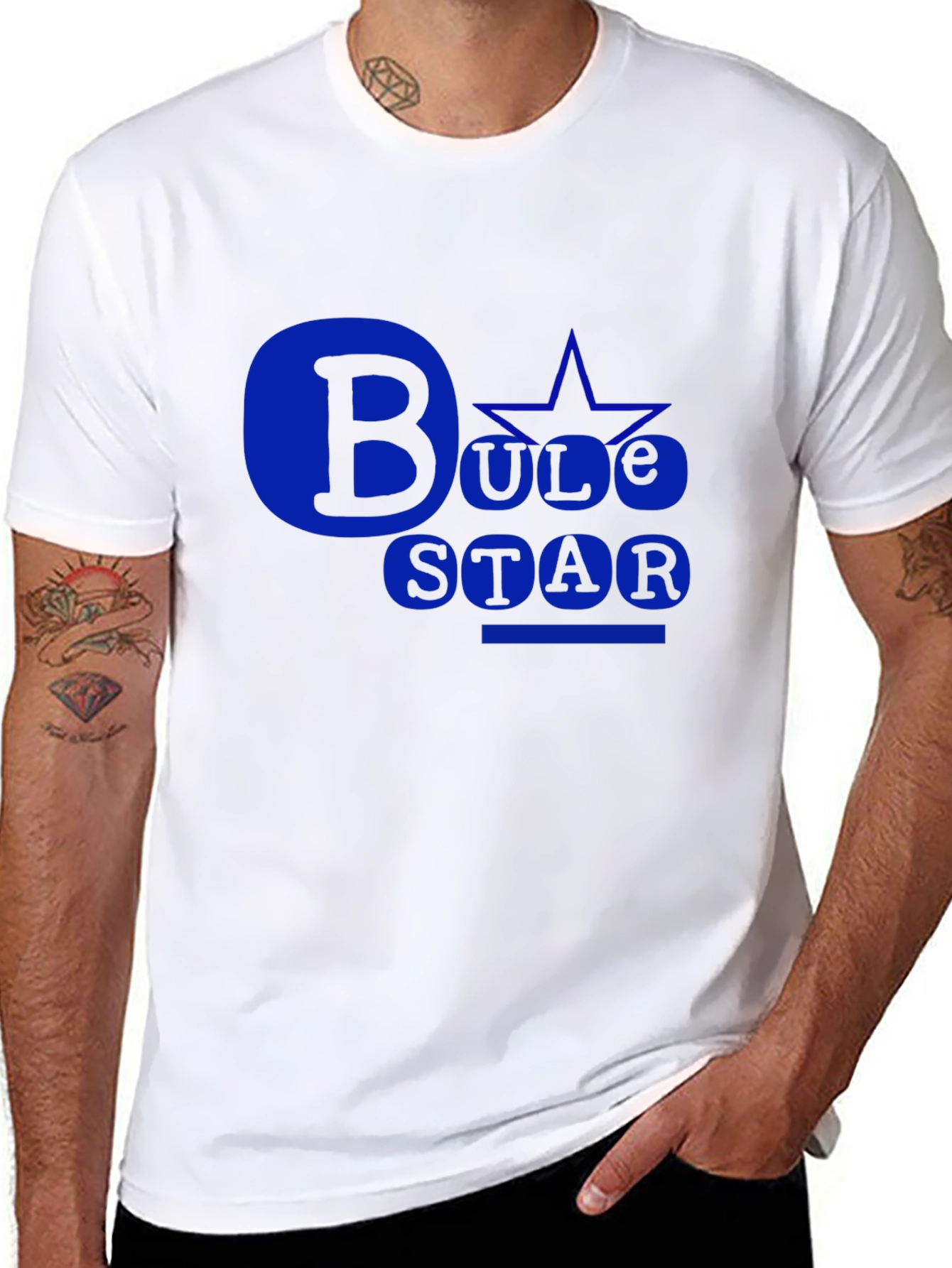 Bule Star Black T-Shirt: Bold Design