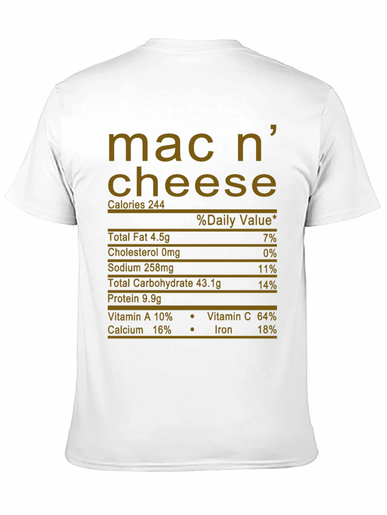 Mac n Cheese Nutrition Facts Graphic T-Shirt