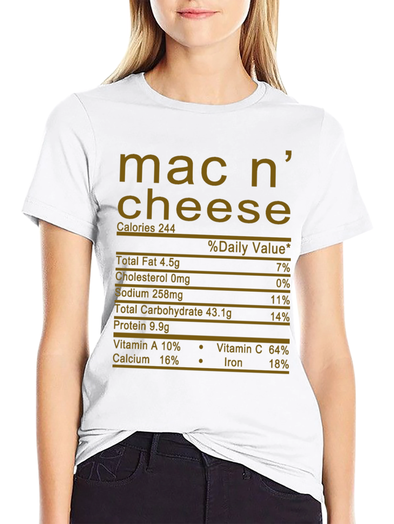 Mac n Cheese Nutrition Facts Graphic T-Shirt