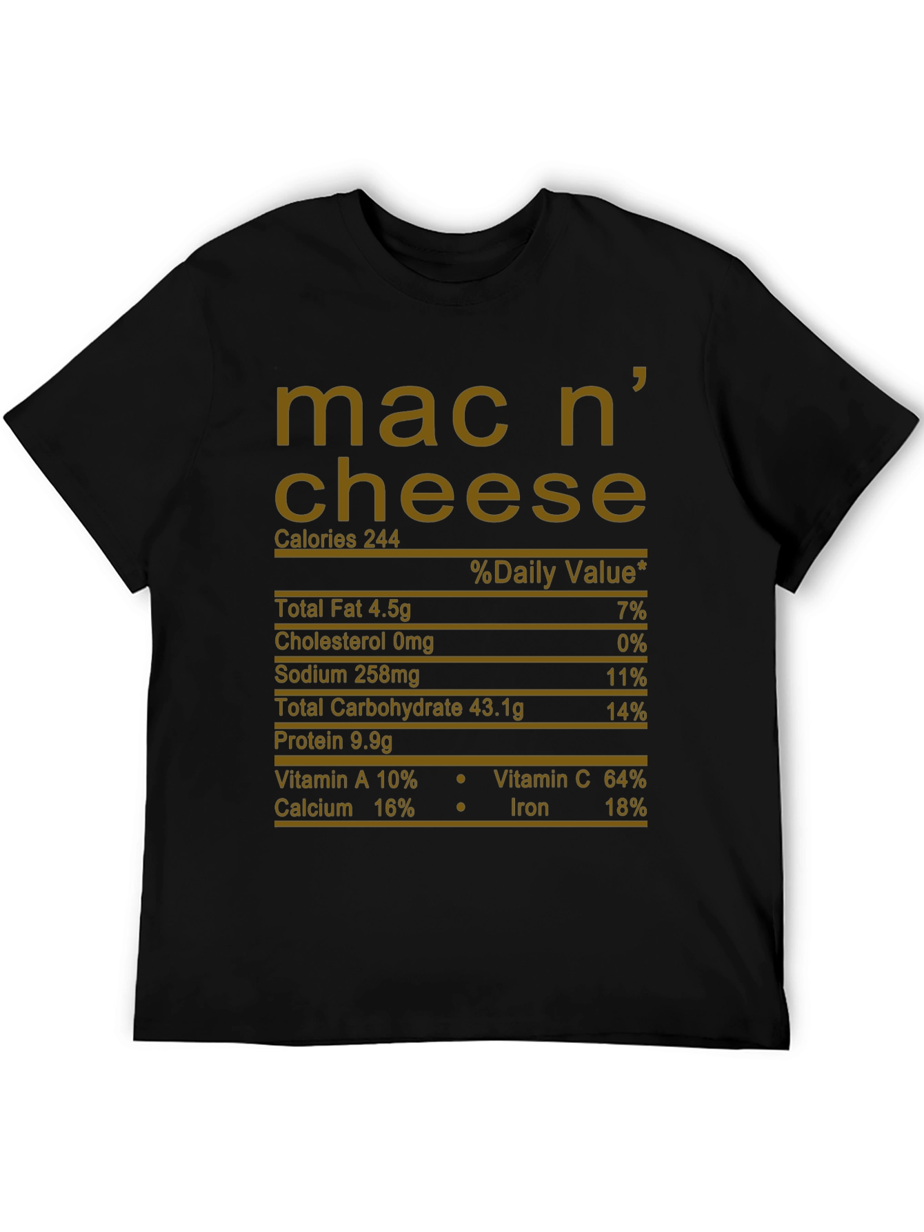 Mac n Cheese Nutrition Facts Graphic T-Shirt