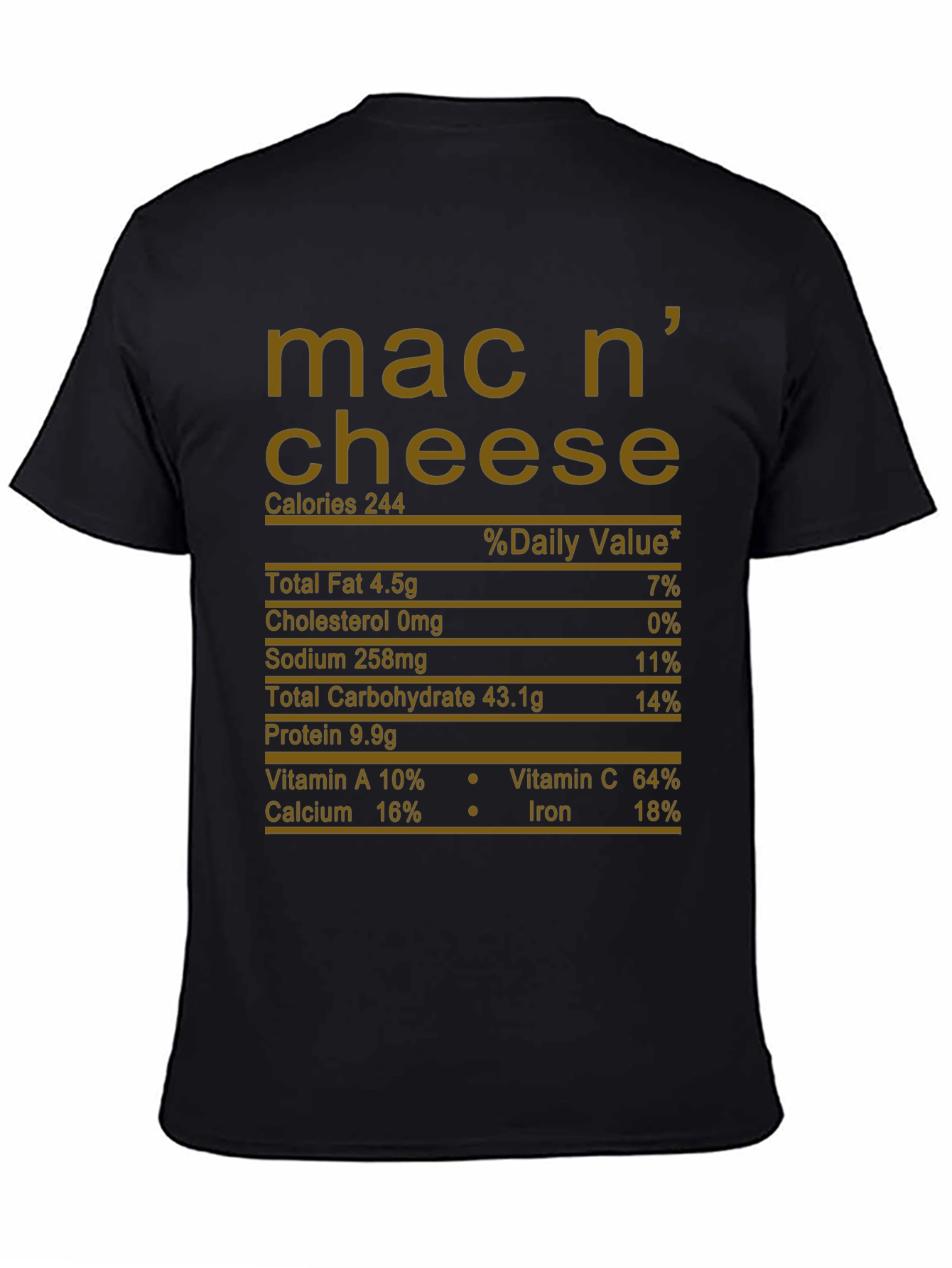 Mac n Cheese Nutrition Facts Graphic T-Shirt