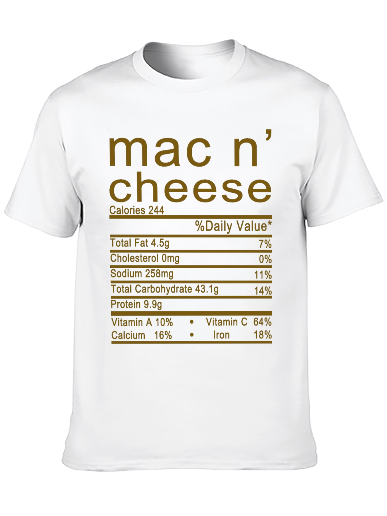 Mac n Cheese Nutrition Facts Graphic T-Shirt