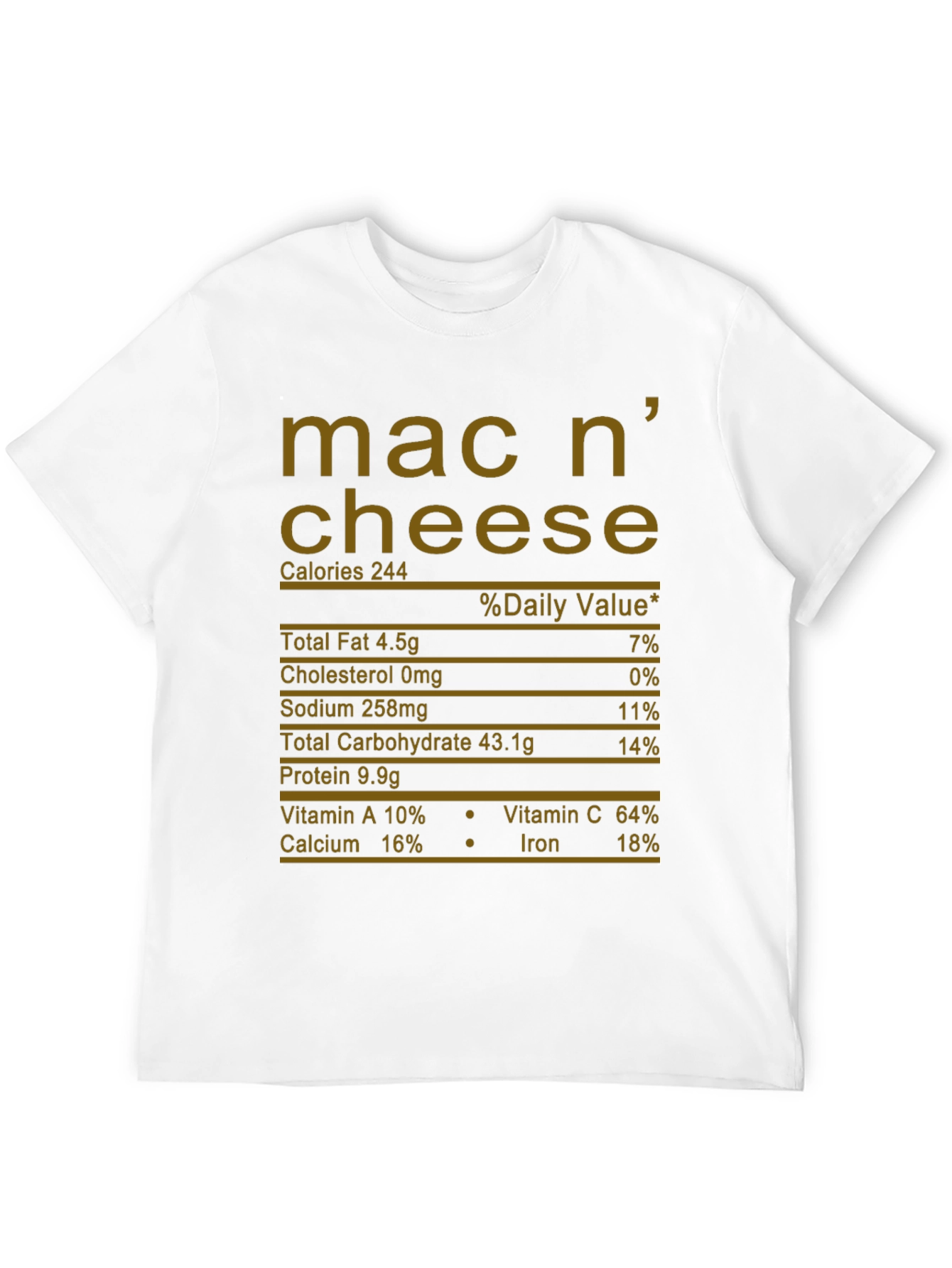 Mac n Cheese Nutrition Facts Graphic T-Shirt