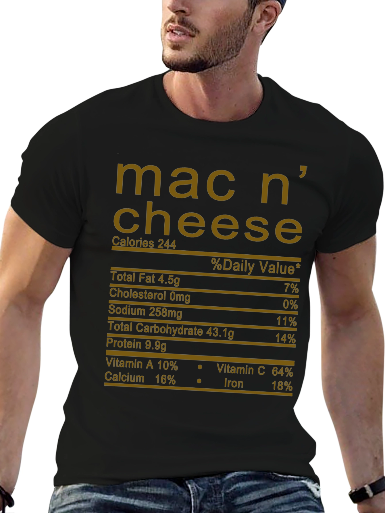 Mac n Cheese Nutrition Facts Graphic T-Shirt