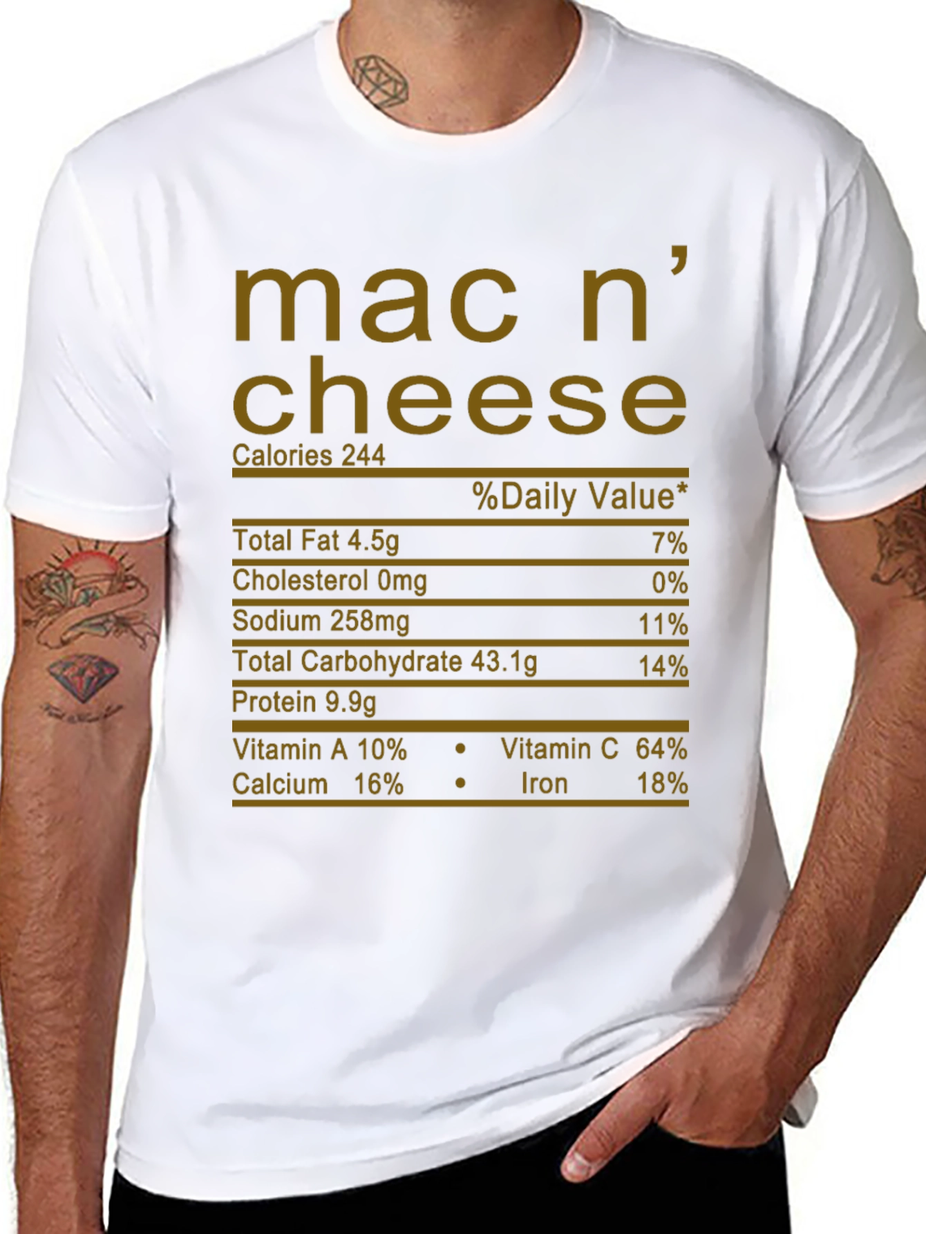 Mac n Cheese Nutrition Facts Graphic T-Shirt