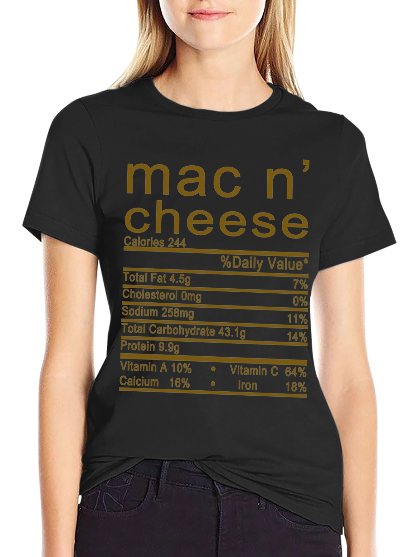 Mac n Cheese Nutrition Facts Graphic T-Shirt