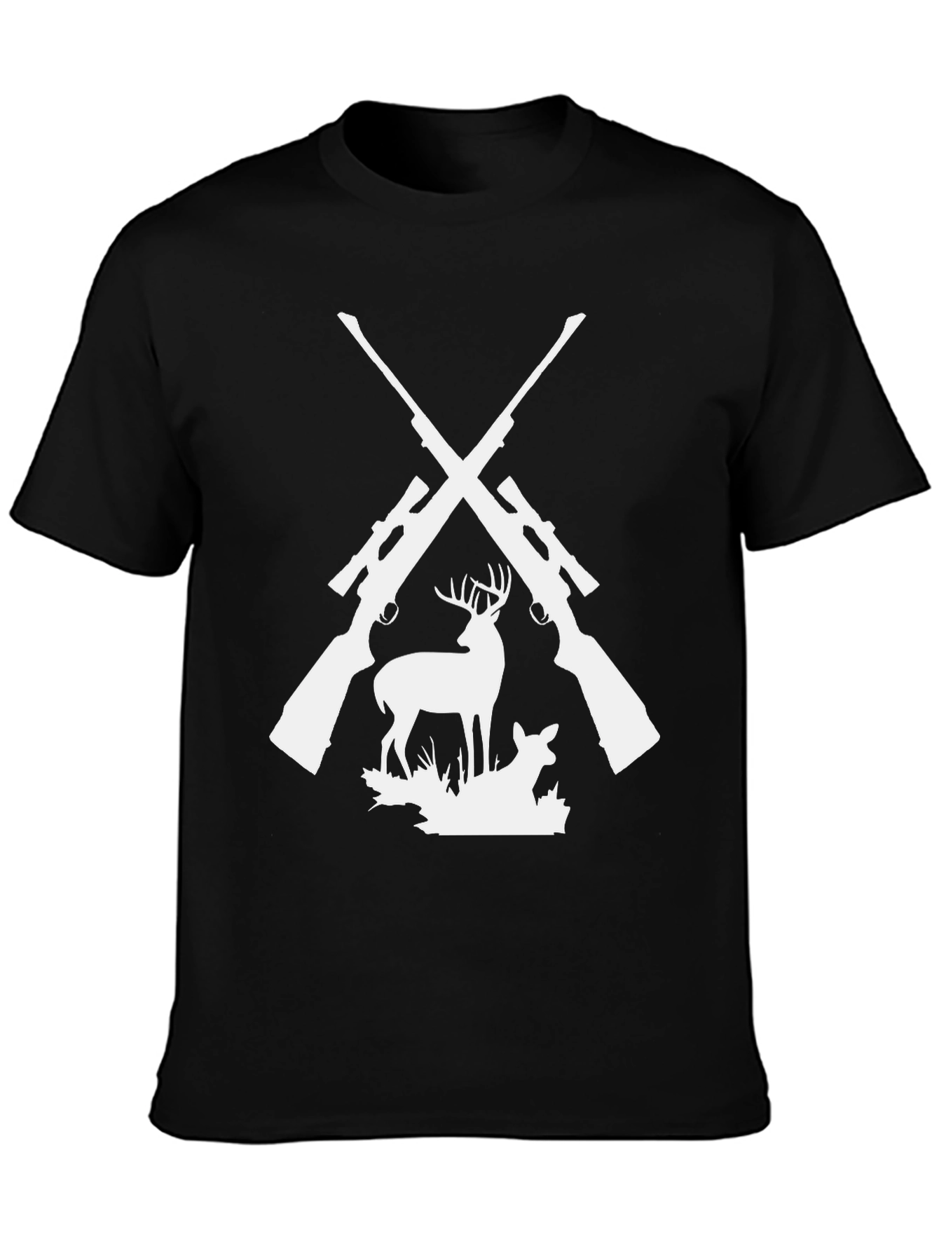 Hunting Graphic Tee - Deer & Rifles Design