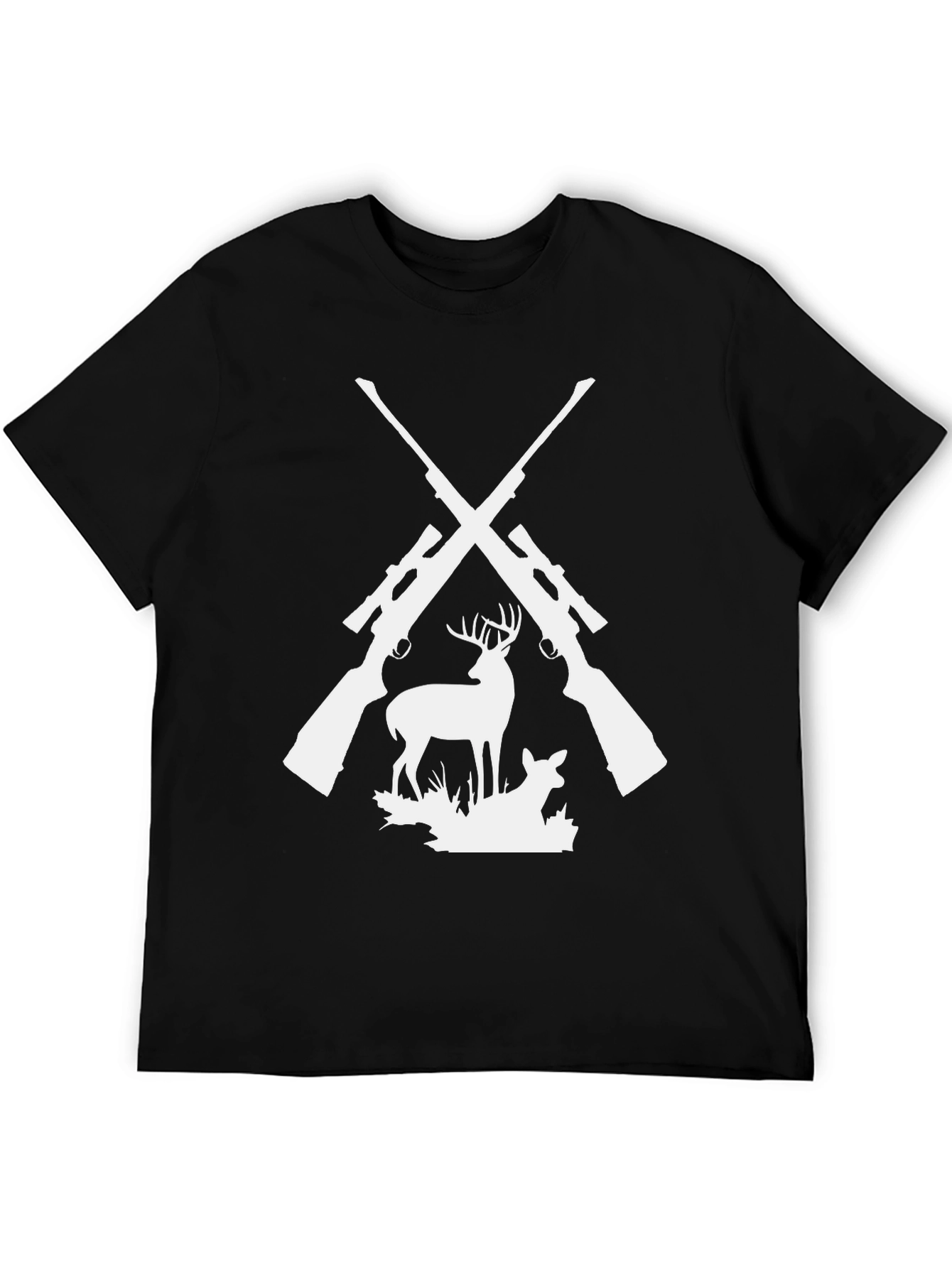 Hunting Graphic Tee - Deer & Rifles Design
