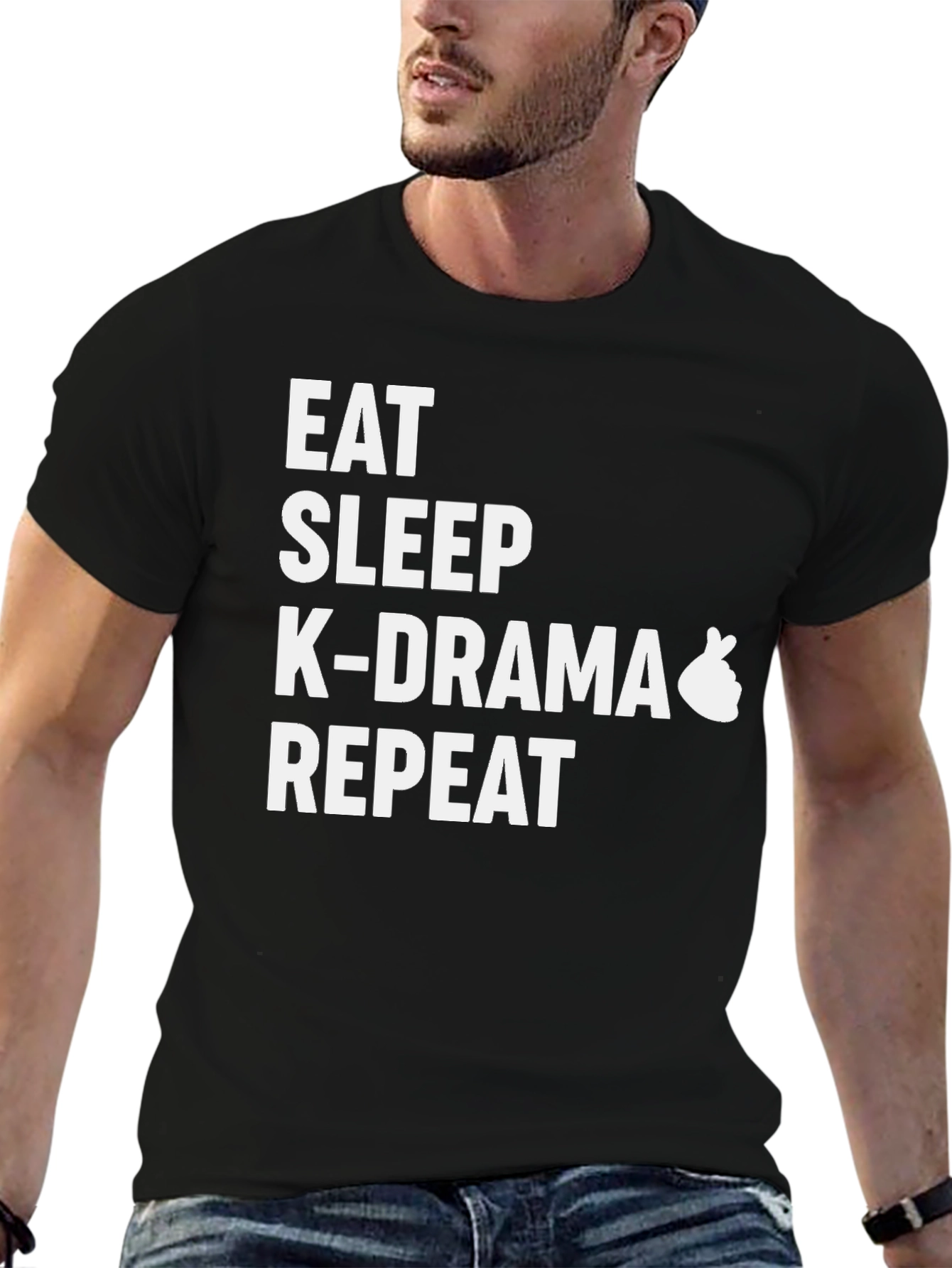 Eat Sleep K-Drama Repeat Black T-Shirt