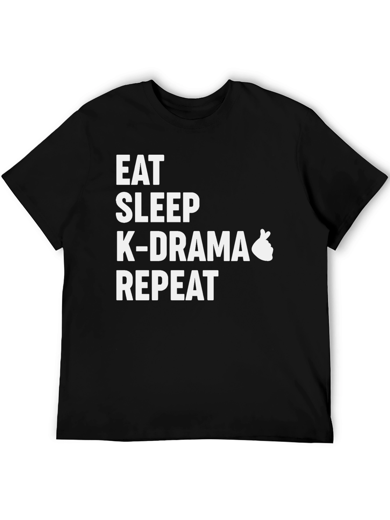 Eat Sleep K-Drama Repeat Black T-Shirt