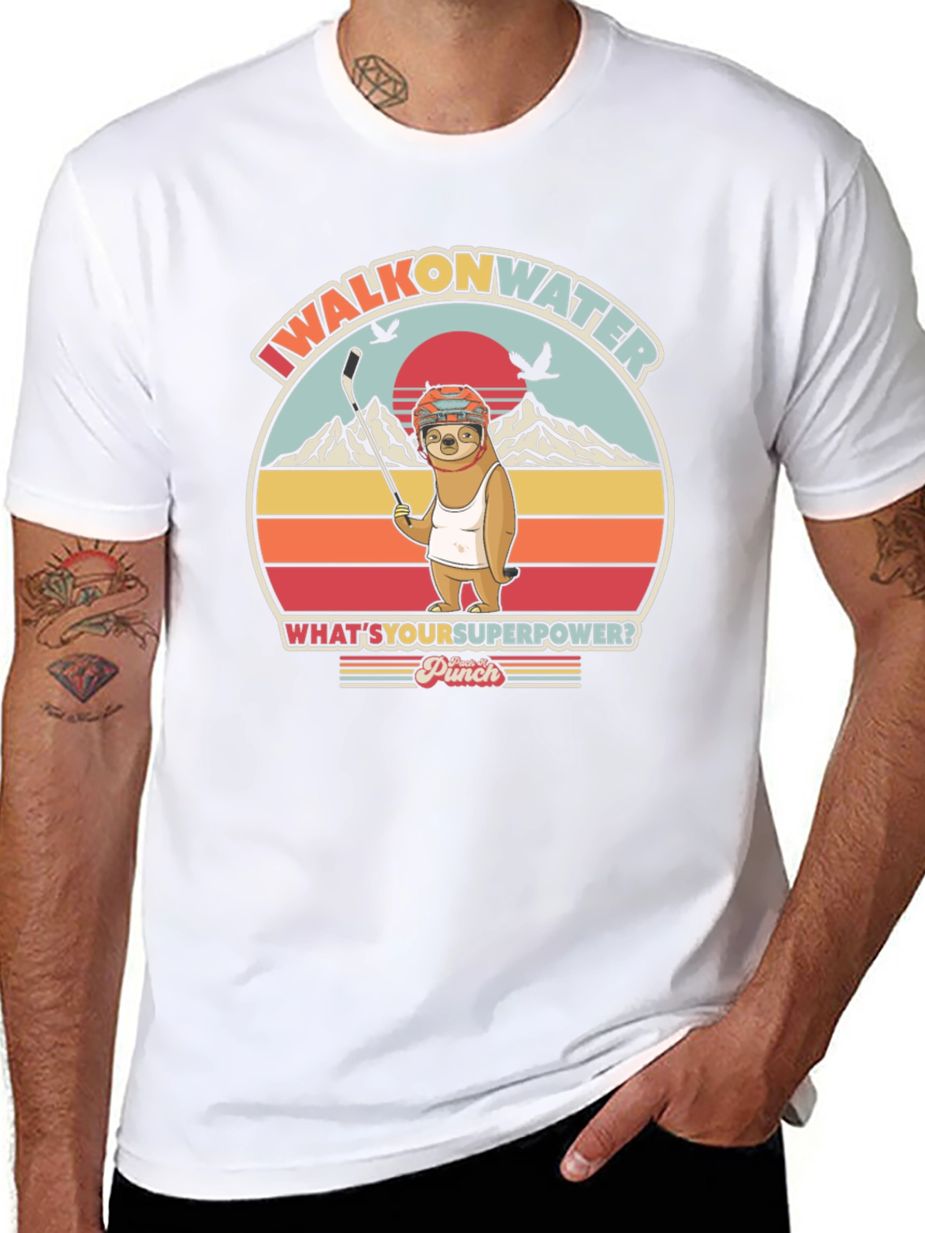 I Walk on Water Funny Sloth Graphic T-Shirt