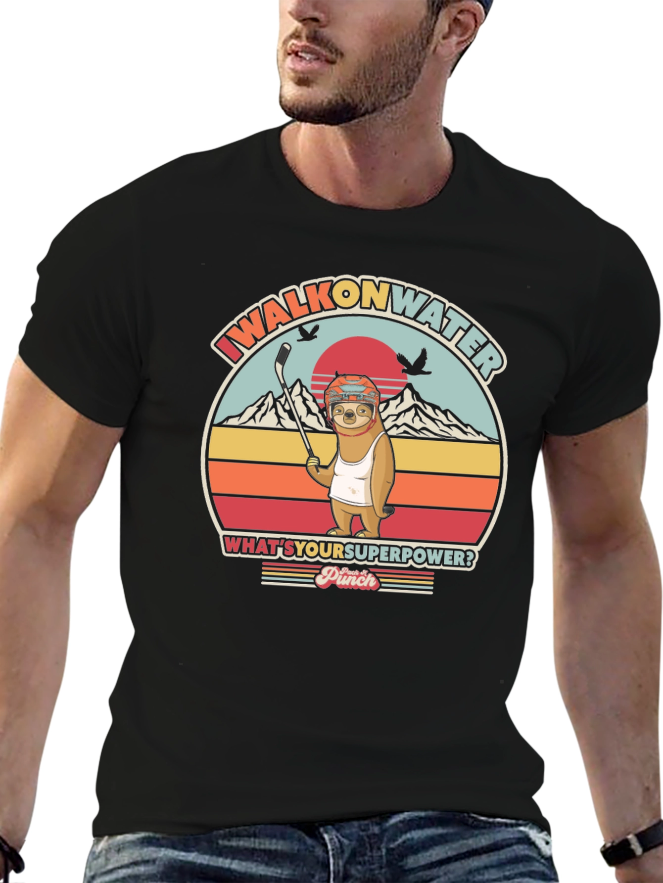 I Walk on Water Funny Sloth Graphic T-Shirt