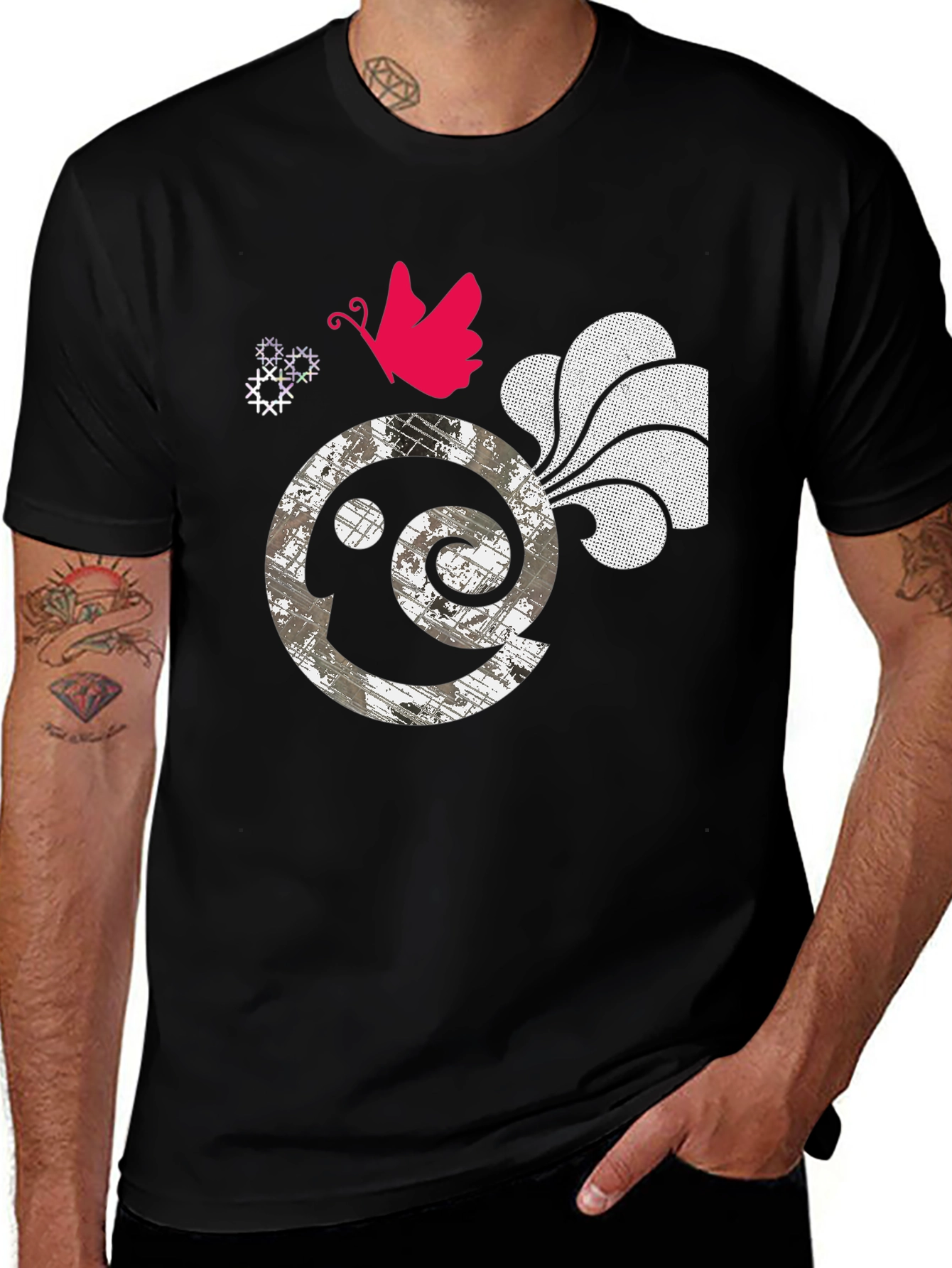 Graphic Print Crew Neck Mens T-Shirt