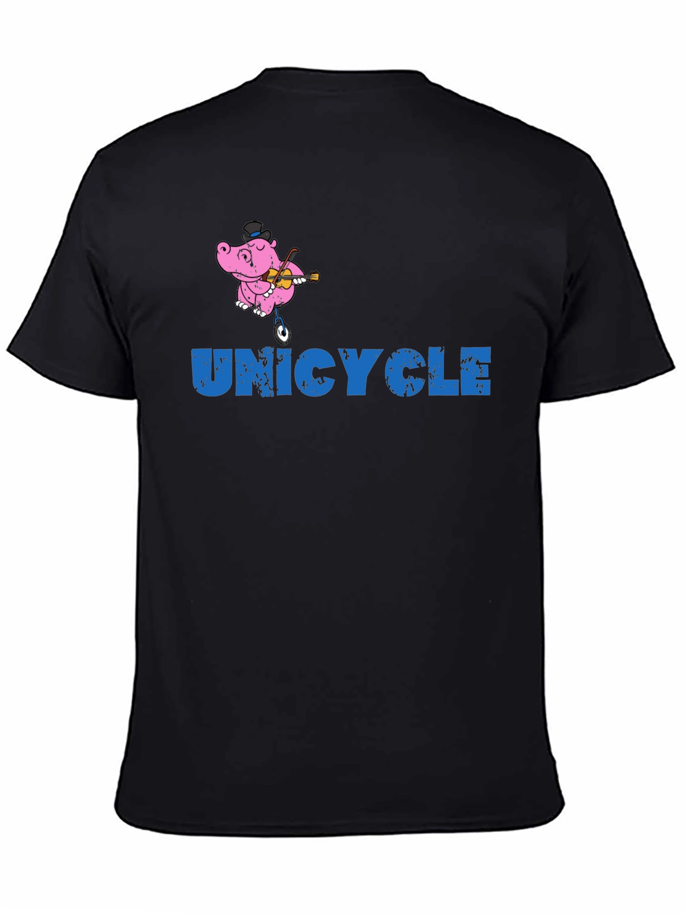 Unicycle Hippo Graphic Tee - Black Cotton T-Shirt