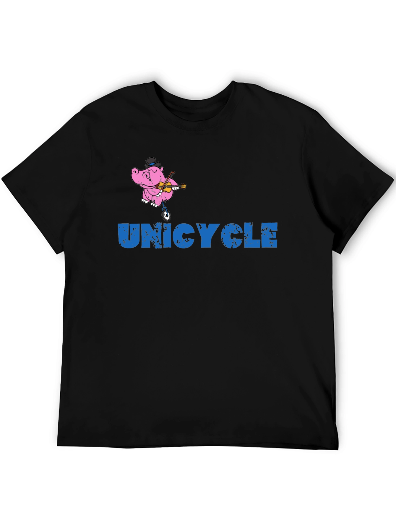 Unicycle Hippo Graphic Tee - Black Cotton T-Shirt