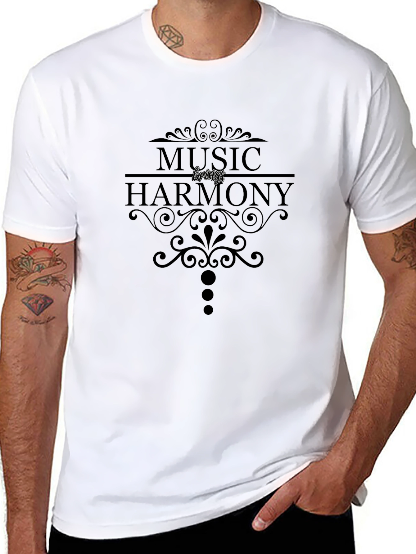 Music Brings Harmony Black T-Shirt