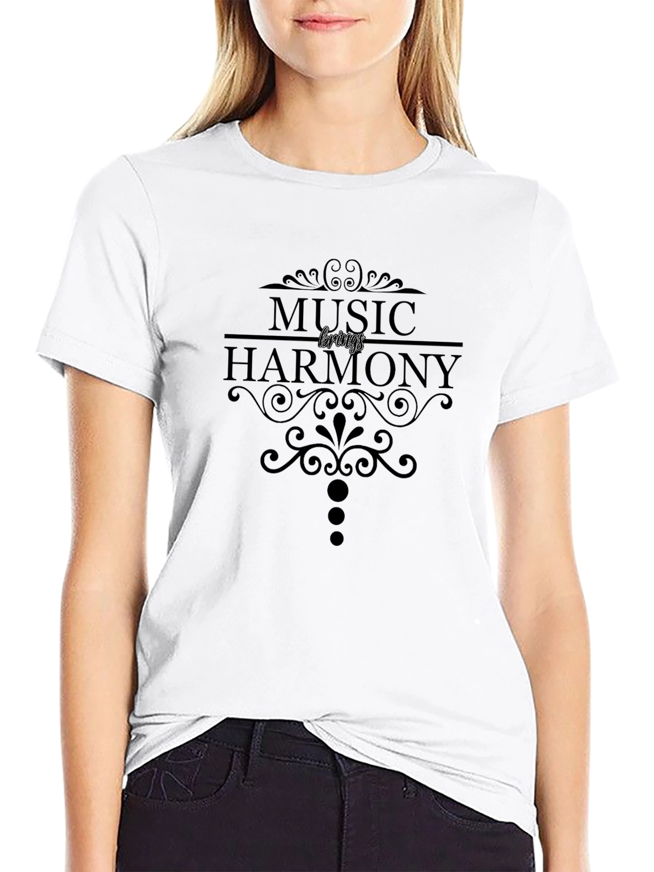 Music Brings Harmony Black T-Shirt