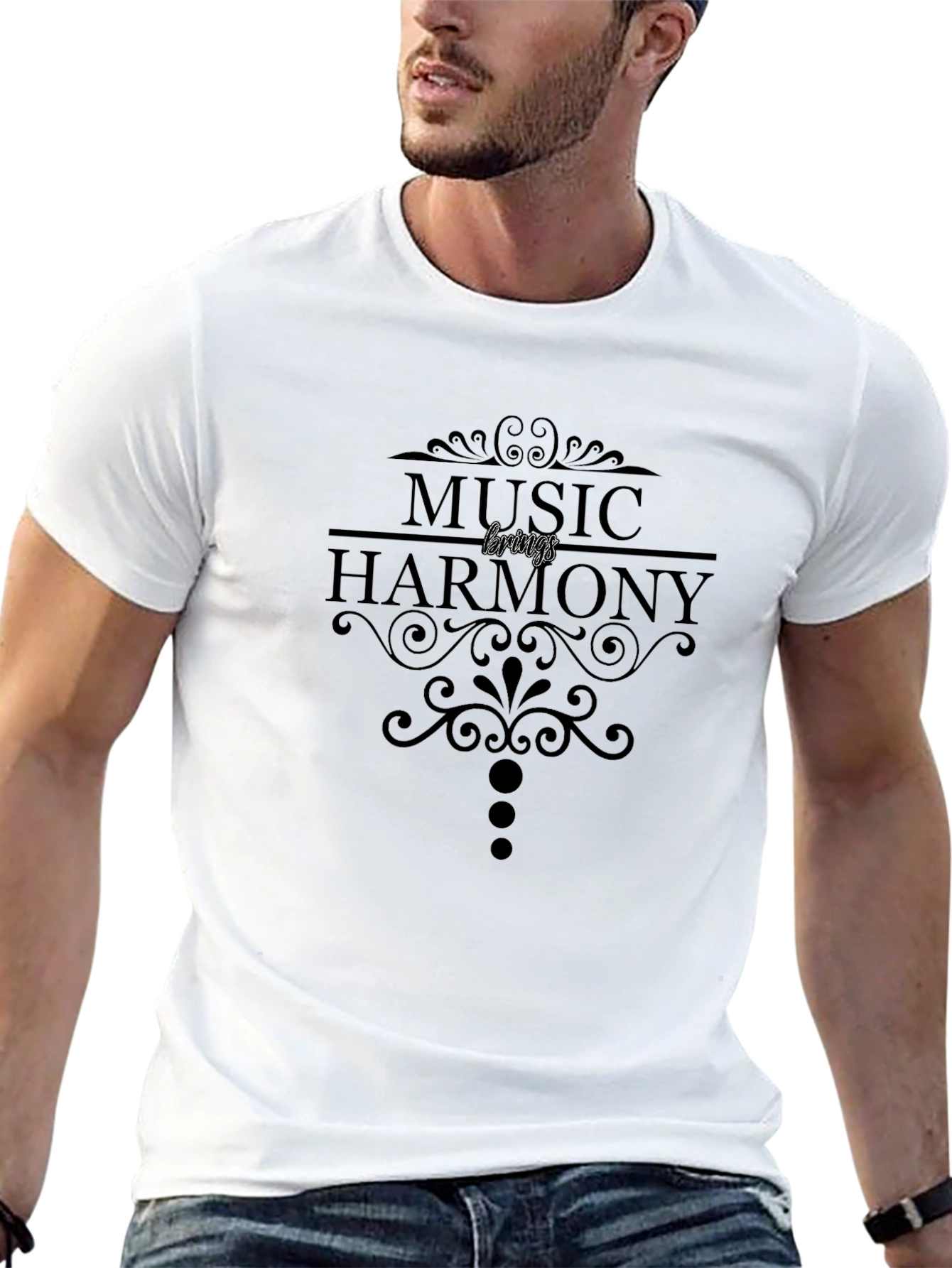 Music Brings Harmony Black T-Shirt