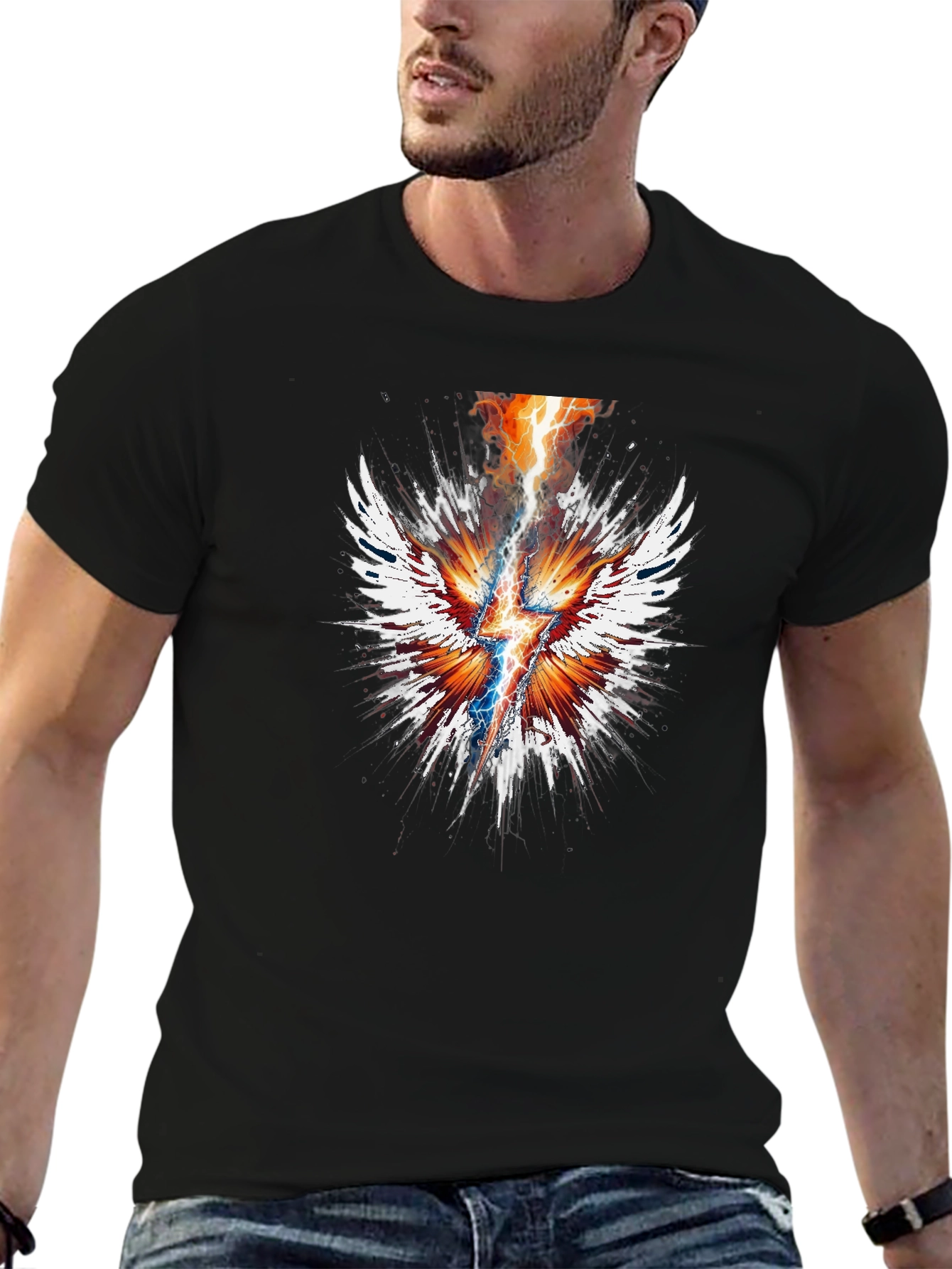 Electric Wings Graphic Tee - Stylish Black T-Shirt