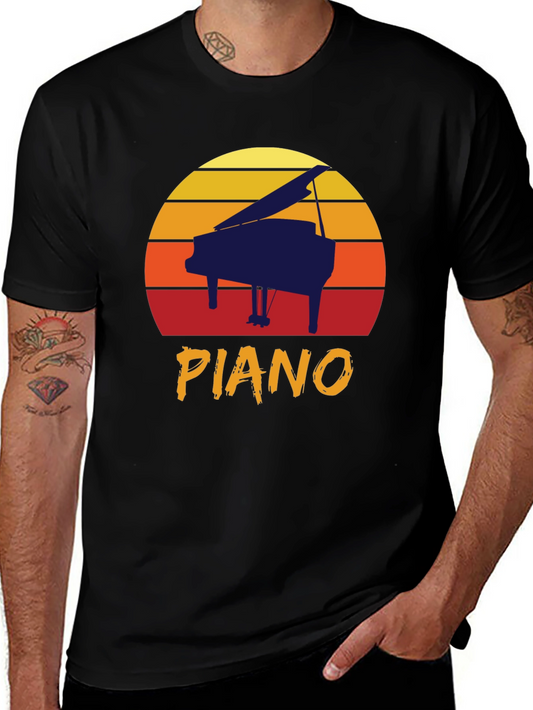 Retro Piano Sunset Graphic Tee
