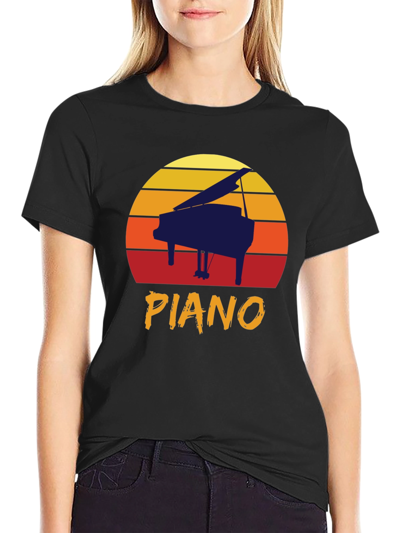 Retro Piano Sunset Graphic Tee