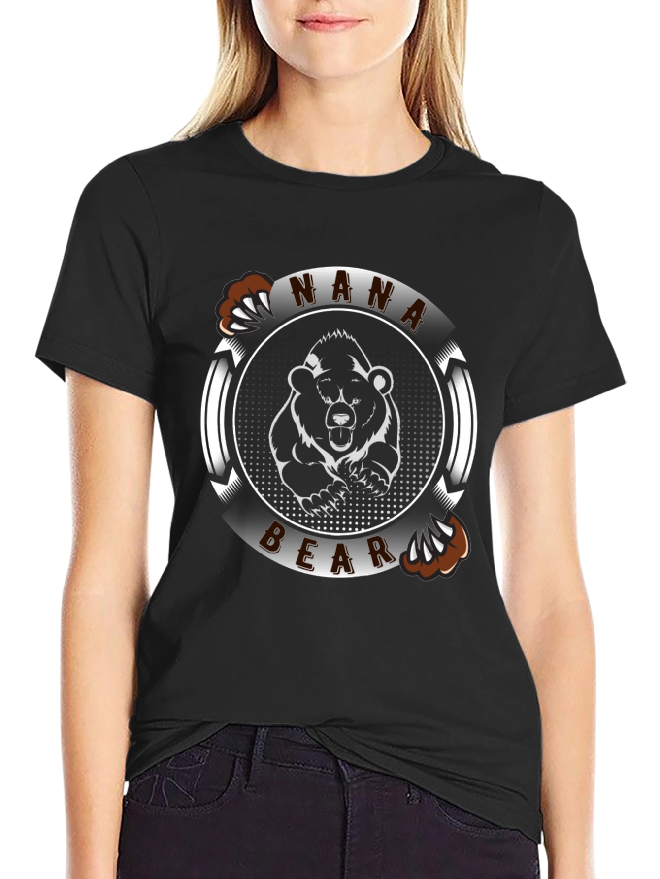 Nana Bear Graphic T-Shirt - Black Cotton Tee