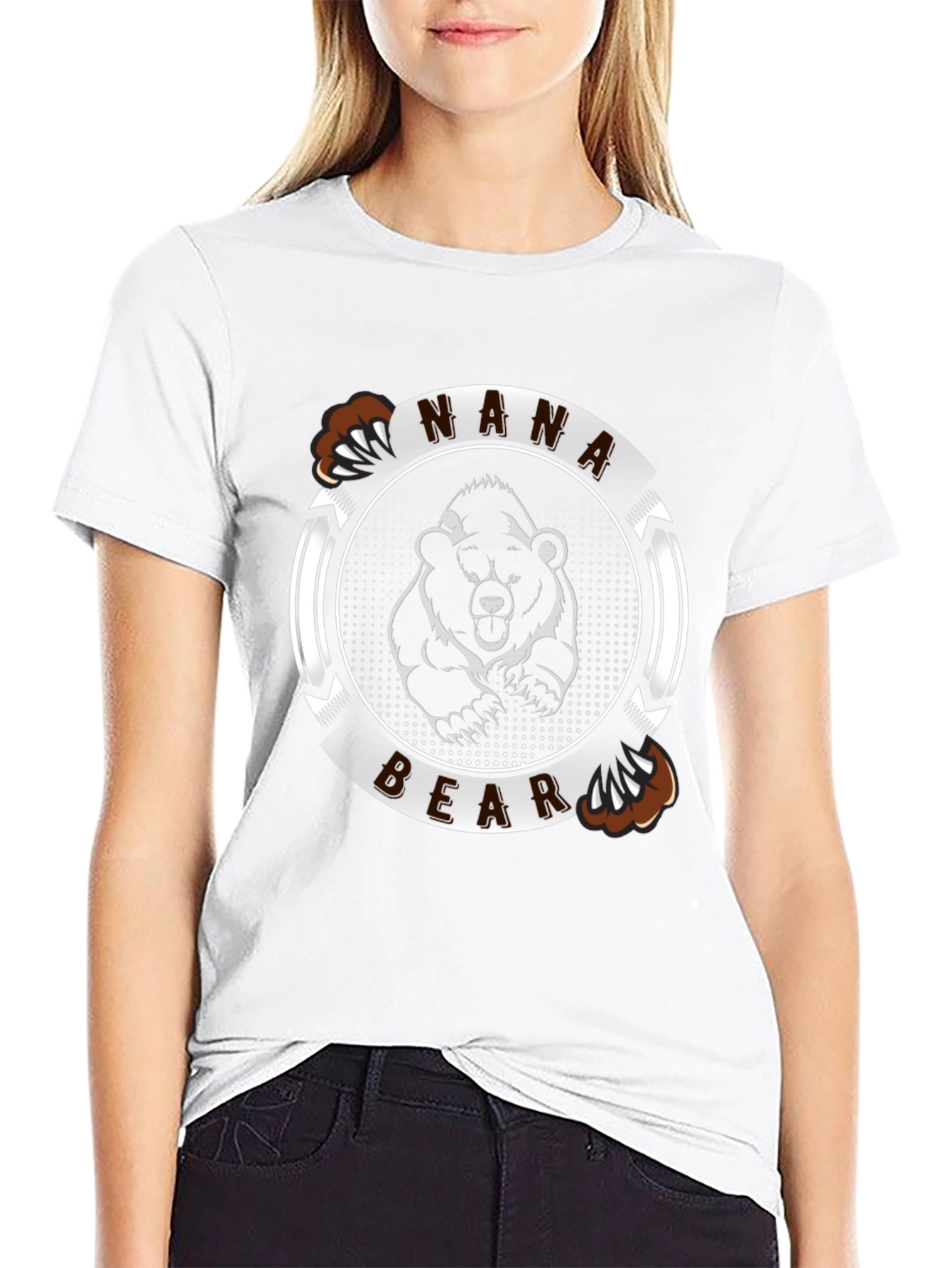 Nana Bear Graphic T-Shirt - Black Cotton Tee