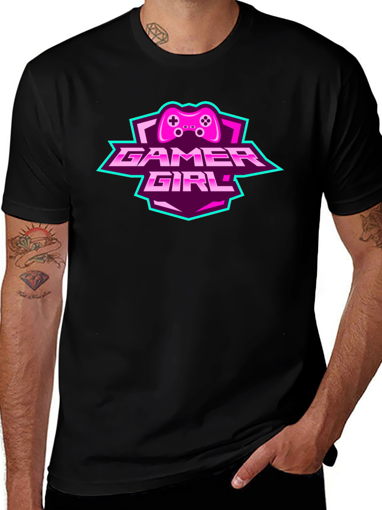 Gamer Girl Graphic Tee - Black Cotton T-Shirt