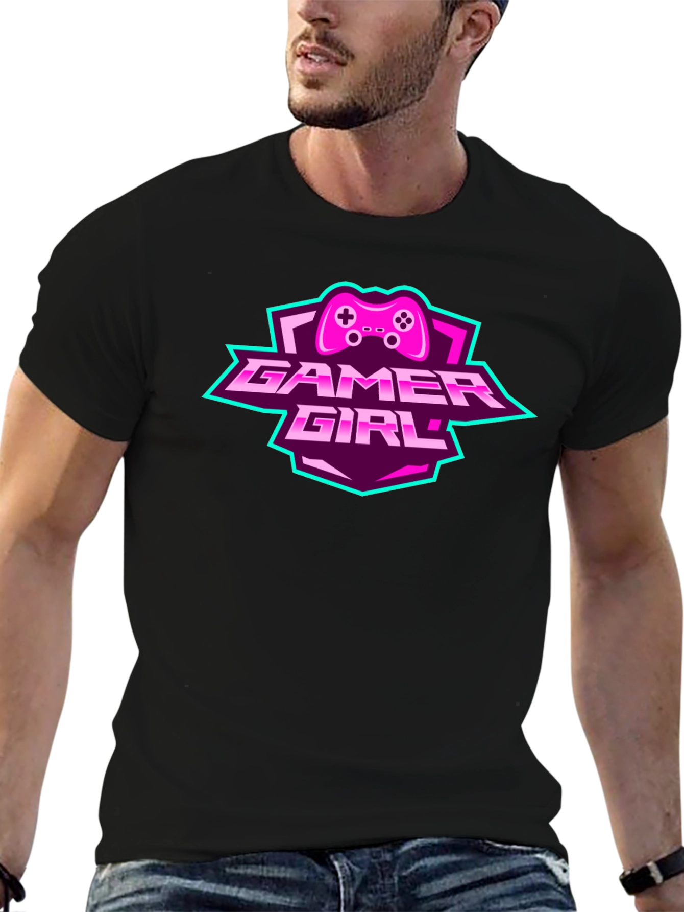 Gamer Girl Graphic Tee - Black Cotton T-Shirt
