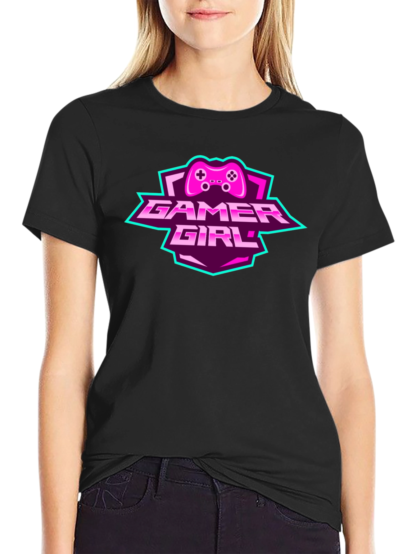 Gamer Girl Graphic Tee - Black Cotton T-Shirt